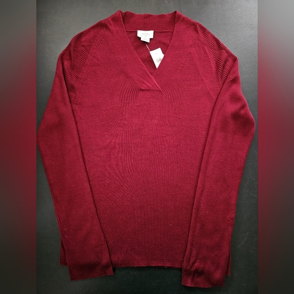 NWT - Silk "Loft" Maroon Heavy Knit Top - Size XL - Picture 1 of 8